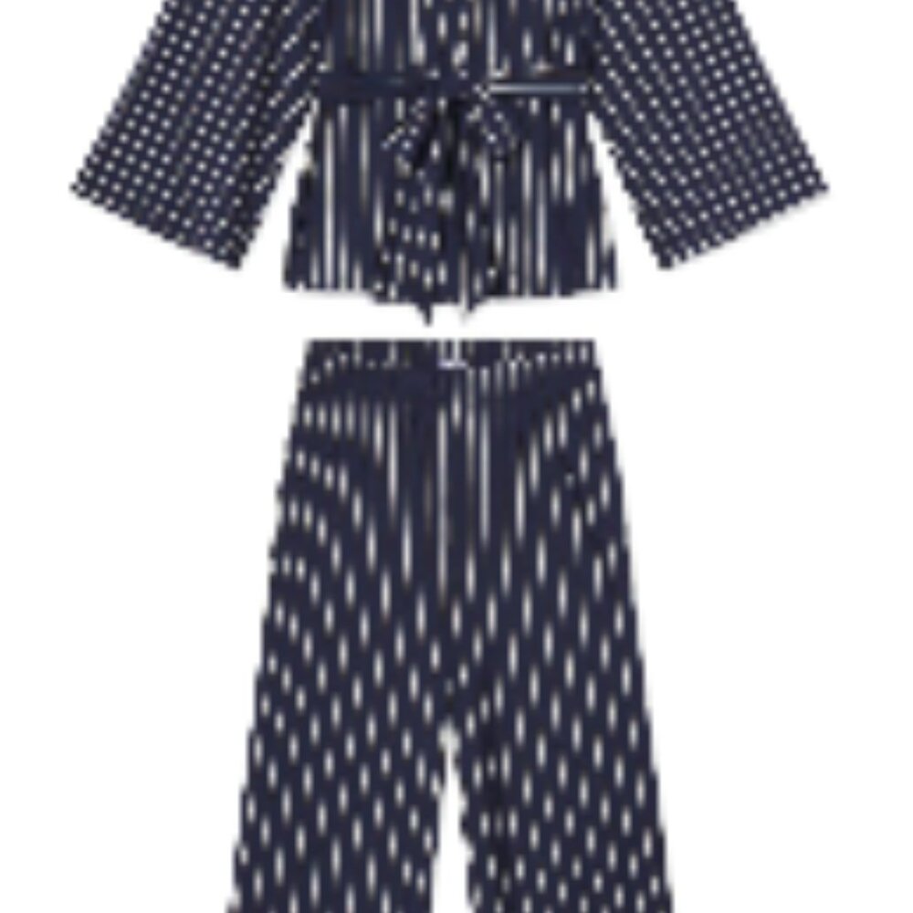 LAKE DreamModal Kimono Pajama Set in English Navy Vertical Stripe - NWT - Picture 9 of 11